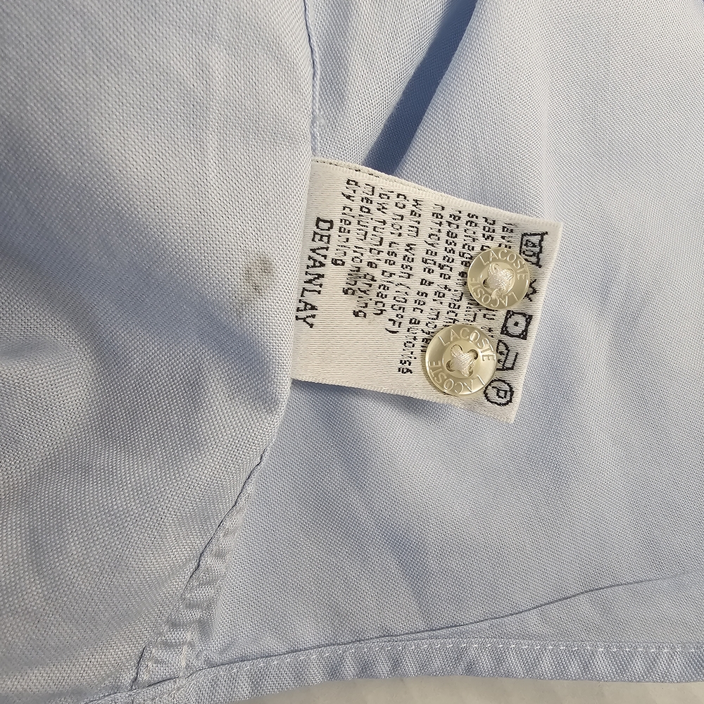 Lacoste Mens Sz 42 Long Sleeve light blue soft denim Shirt Regular Fit - Picture 11 of 12